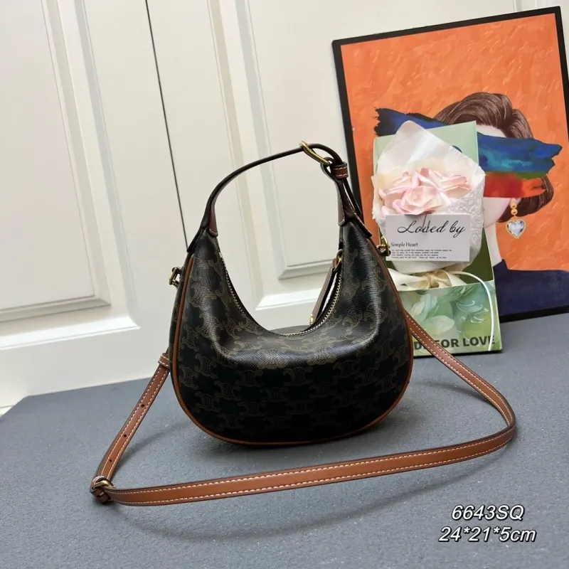 Alternative view of Celine 6643SQ Dark Brown Hobo Shoulder Bag