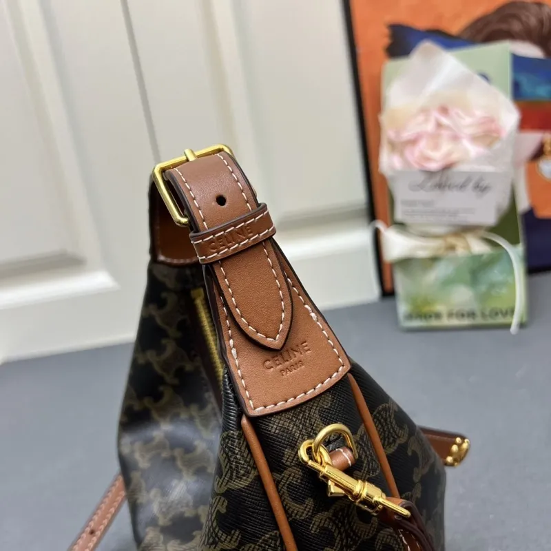 Celine 6643SQ Dark Brown Hobo Shoulder Bag - Image 6
