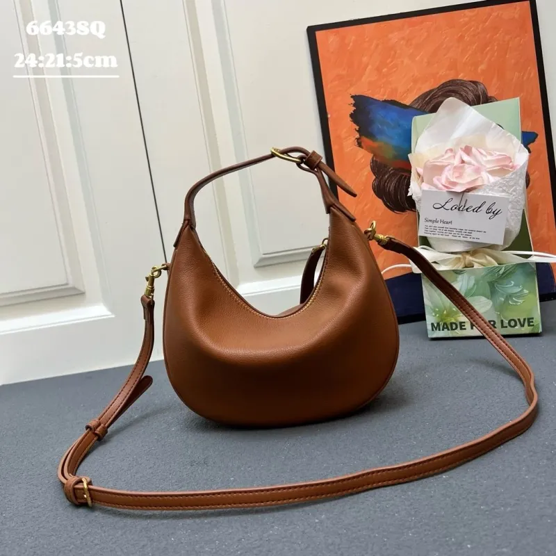 Alternative view of Celine 6643SQ Brown Leather Crossbody Hobo Bag
