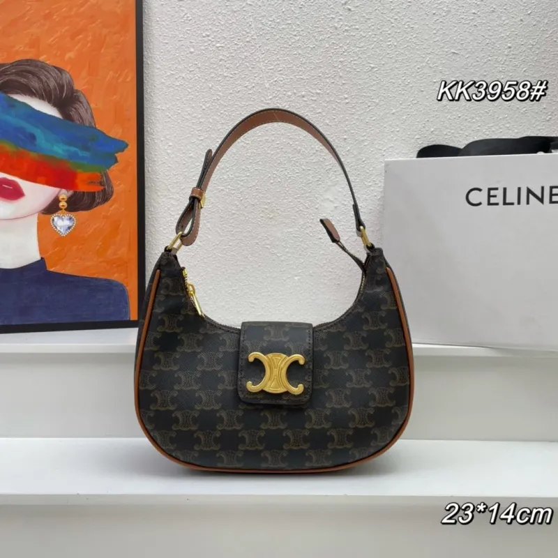 Celine Dark Brown Monogram Hobo Shoulder Bag KK3958