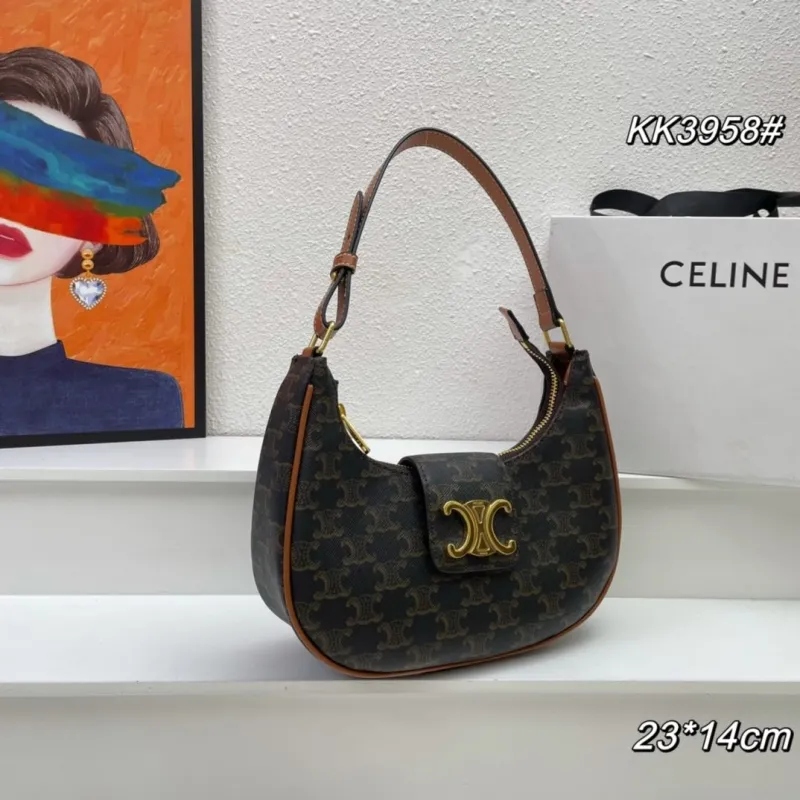 Celine Dark Brown Monogram Hobo Shoulder Bag KK3958 - Image 3