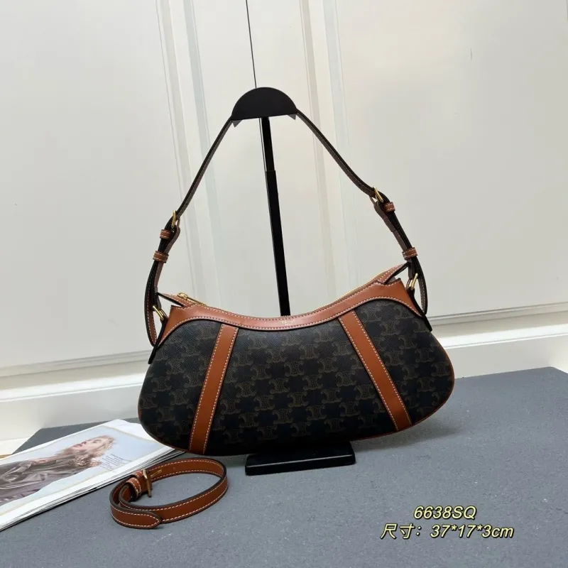 Celine 6638SQ Brown Monogram Shoulder Bag