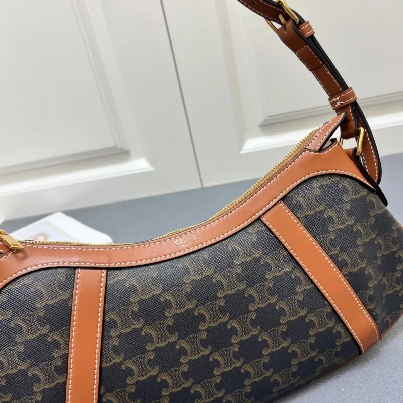 Celine 6638SQ Brown Monogram Shoulder Bag - Image 6