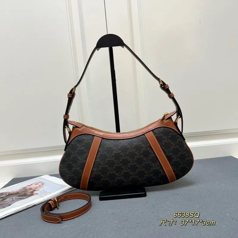 Celine 6638SQ Brown Monogram Shoulder Bag - Image 9