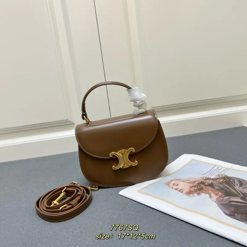 Celine Brown Top Handle Crossbody Bag 7767SQ
