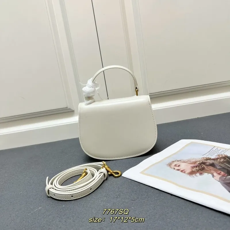 Celine White Top Handle Crossbody Bag 7767SQ 17x12x5cm - Image 3