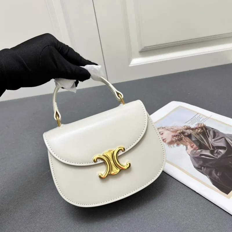 Celine White Top Handle Crossbody Bag 7767SQ 17x12x5cm - Image 4