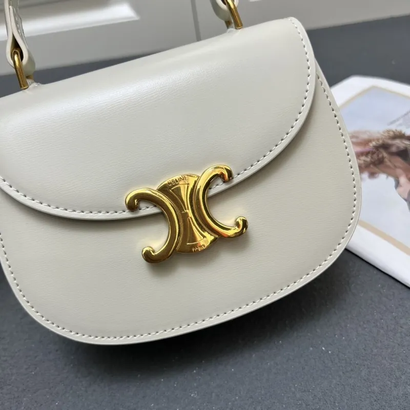 Celine White Top Handle Crossbody Bag 7767SQ 17x12x5cm - Image 5