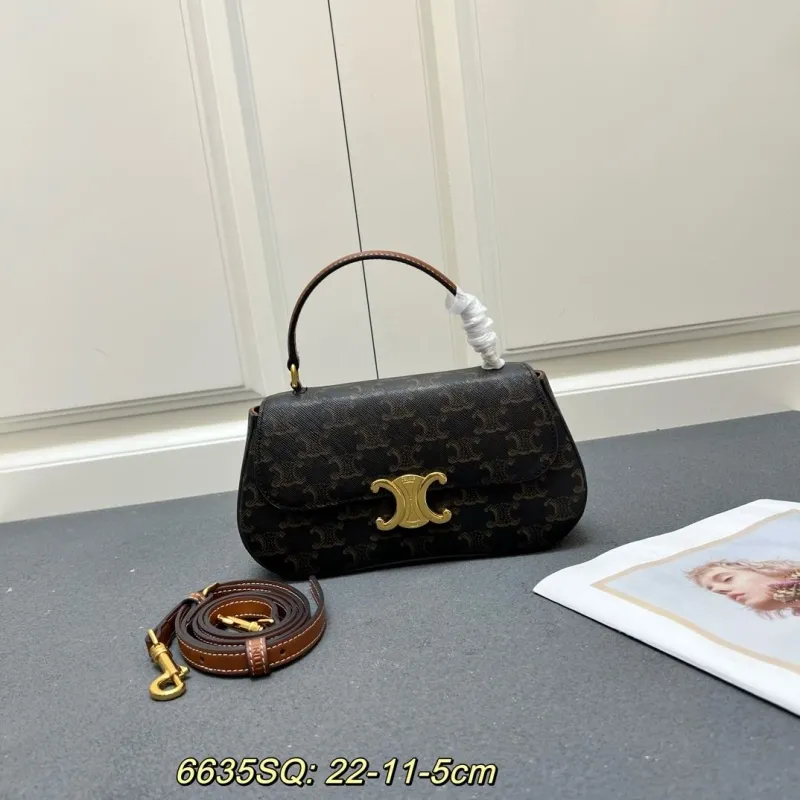 Celine 6635SQ Brown Monogram Top Handle Bag