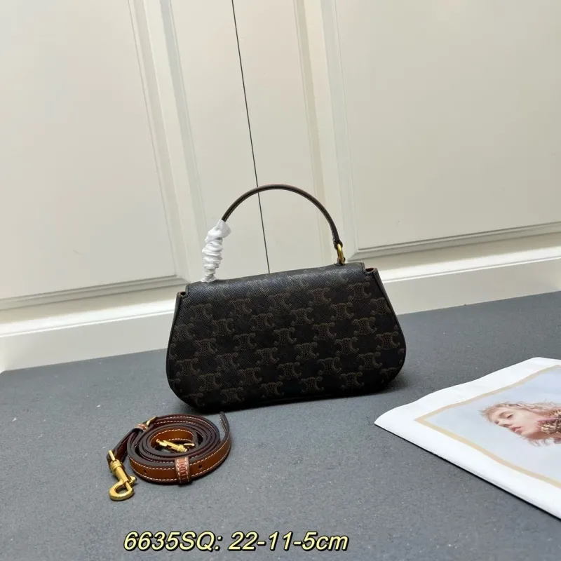 Celine 6635SQ Brown Monogram Top Handle Bag - Image 3