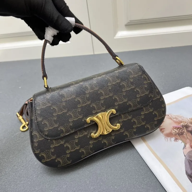 Celine 6635SQ Brown Monogram Top Handle Bag - Image 4