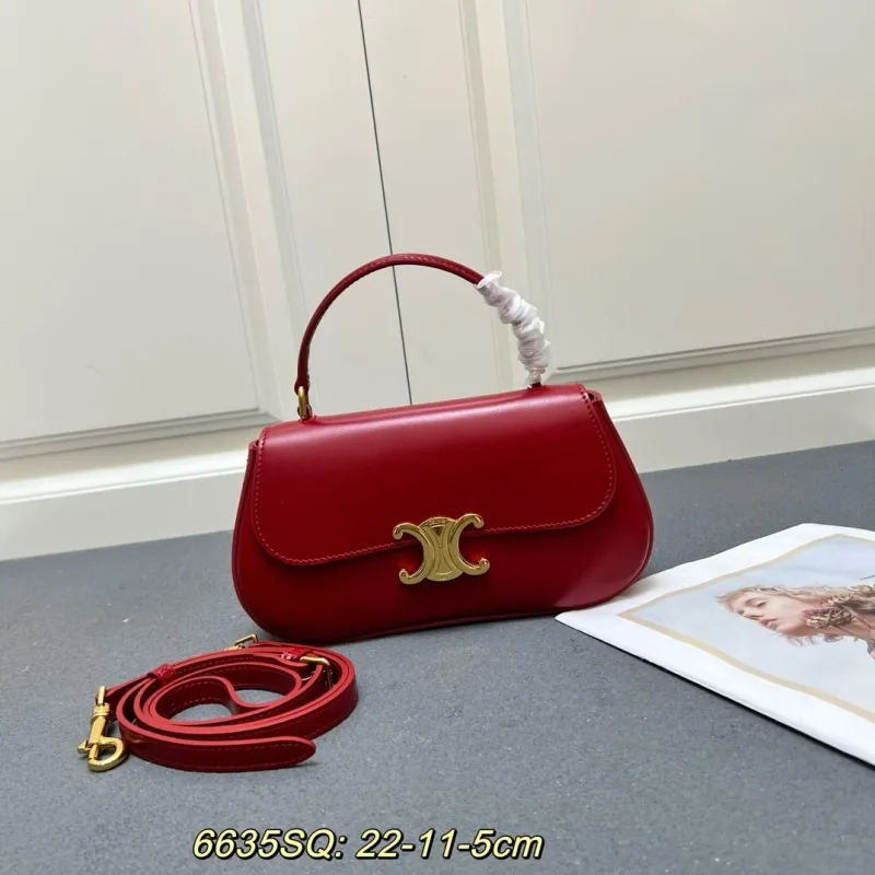 Celine Red Top Handle Crossbody Bag 6635SQ