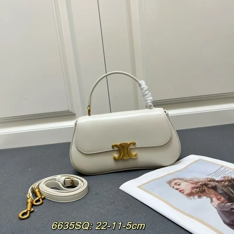Celine Cream White Top Handle Crossbody Bag 6635SQ
