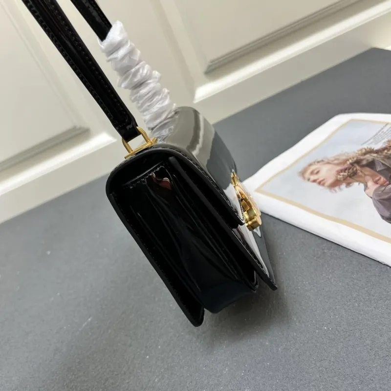 Celine Black Patent Leather Top Handle Bag 6636SQ - Image 6