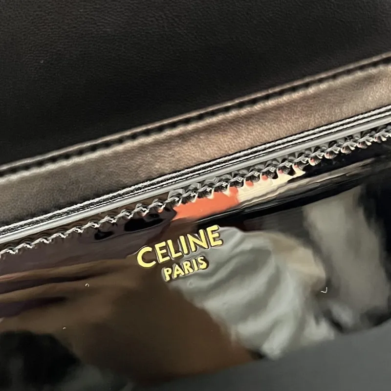 Celine Black Patent Leather Top Handle Bag 6636SQ - Image 9