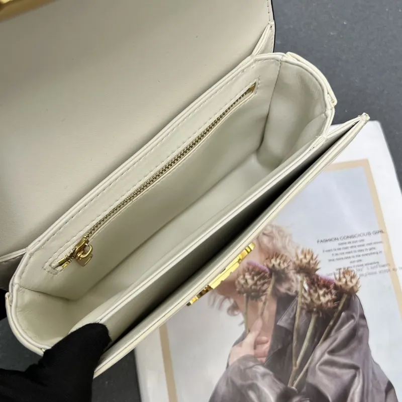 Celine Black White Patent Leather Top Handle Bag 6636SQ - Image 8