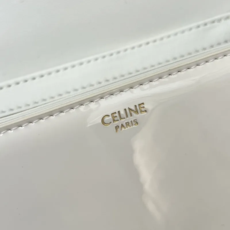 Celine Black White Patent Leather Top Handle Bag 6636SQ - Image 9