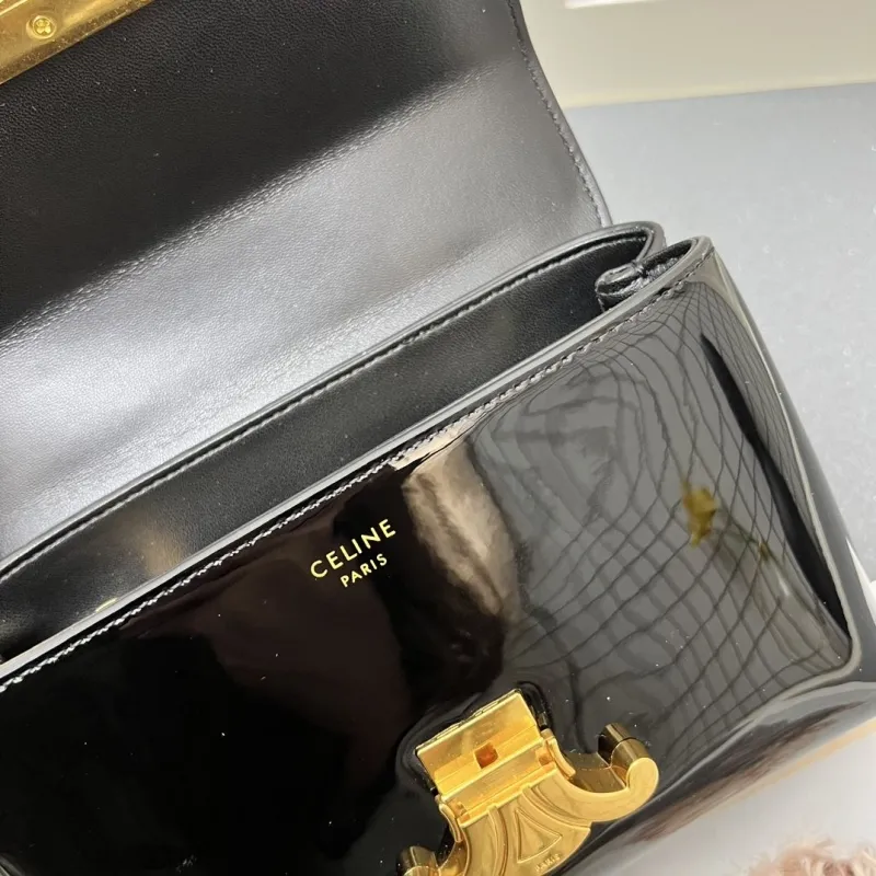 Alternative view of Celine Black Patent Leather Top Handle Bag 6632SQ