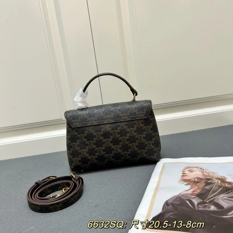 Alternative view of Celine 6632SQ Dark Monogram Top Handle Crossbody Bag