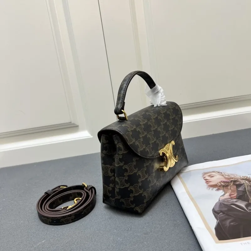 Celine 6632SQ Dark Monogram Top Handle Crossbody Bag - Image 3