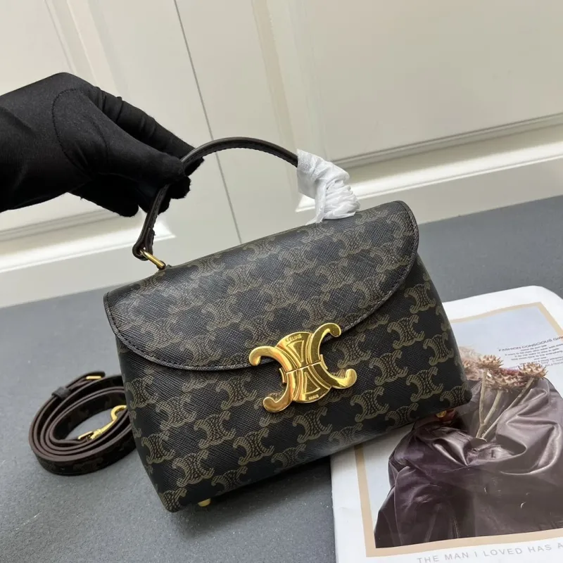 Celine 6632SQ Dark Monogram Top Handle Crossbody Bag - Image 4