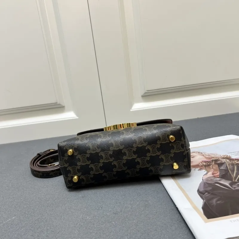Celine 6632SQ Dark Monogram Top Handle Crossbody Bag - Image 6