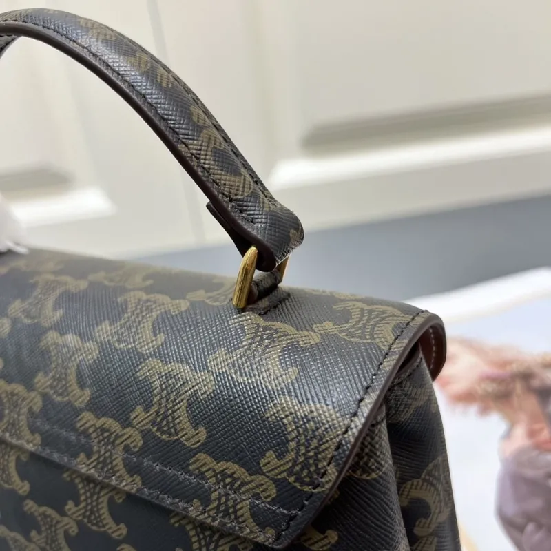 Celine 6632SQ Dark Monogram Top Handle Crossbody Bag - Image 7