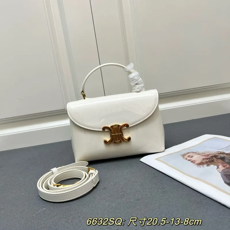 Celine White Top Handle Crossbody Bag 6632SQ