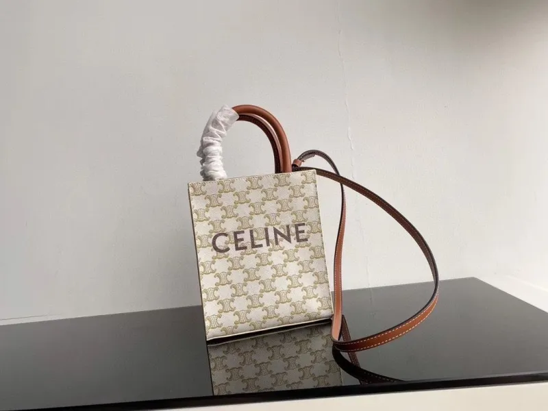Celine Beige Mini Monogram Tote Crossbody Bag