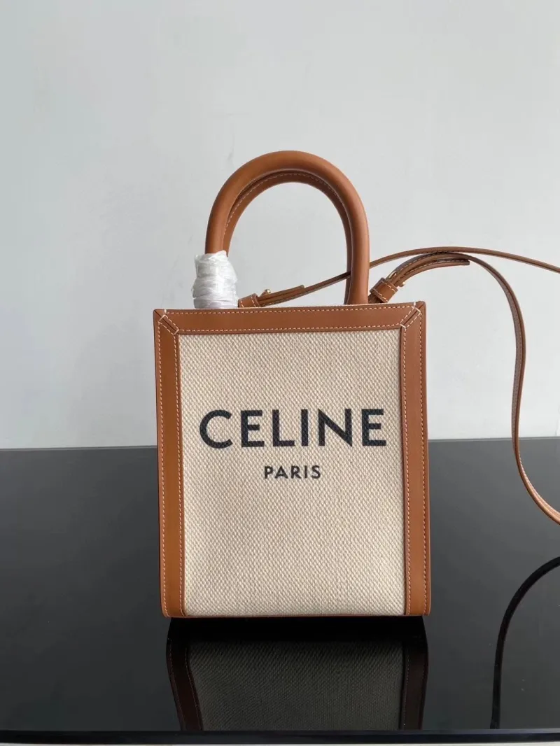 Celine Mini Canvas Leather Tote Bag