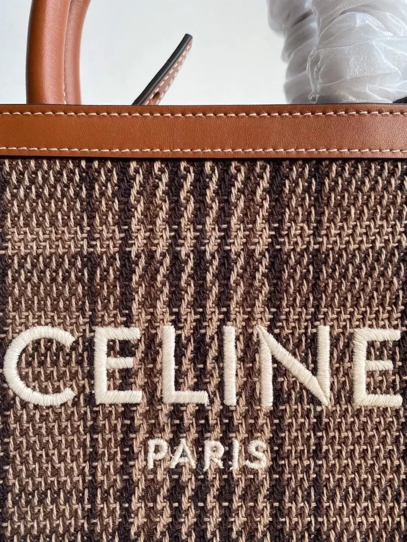 Alternative view of Celine Brown Houndstooth Top Handle Tote Bag