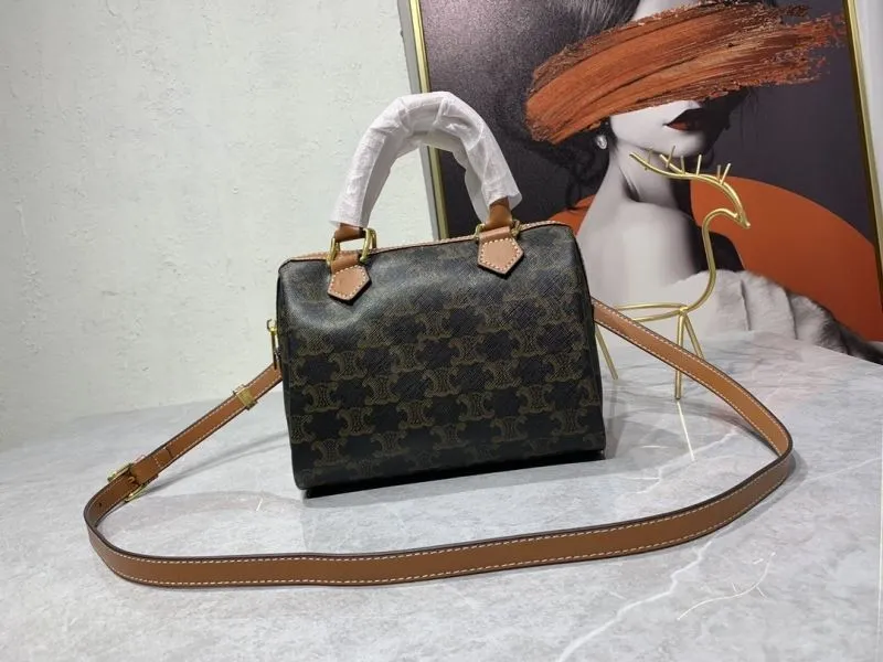 Celine Triomphe Dark Brown Top Handle Crossbody Bag 232