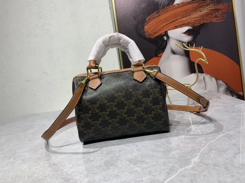 Celine Triomphe Dark Brown Top Handle Crossbody Bag 232 - Image 3