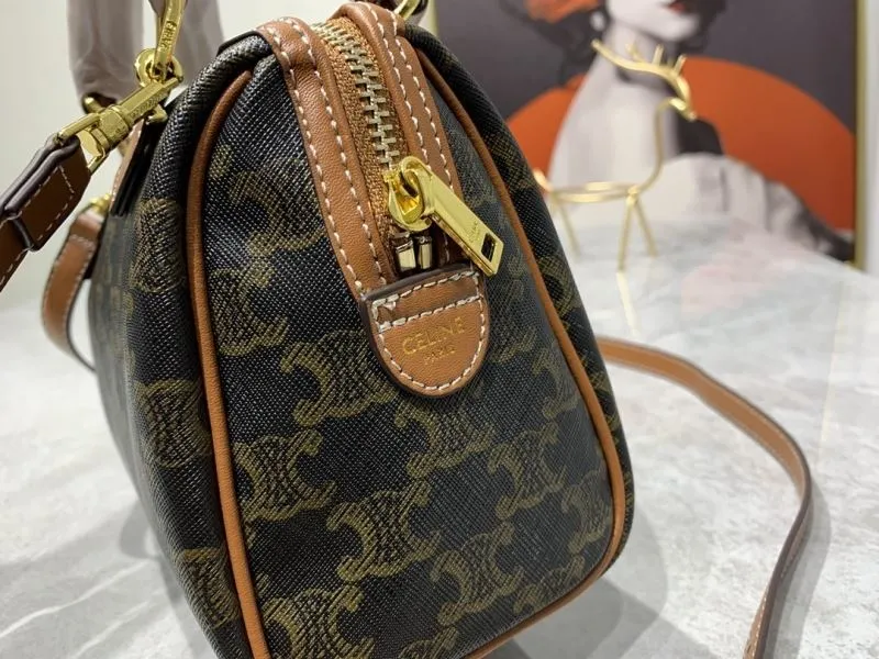 Celine Triomphe Dark Brown Top Handle Crossbody Bag 232 - Image 4