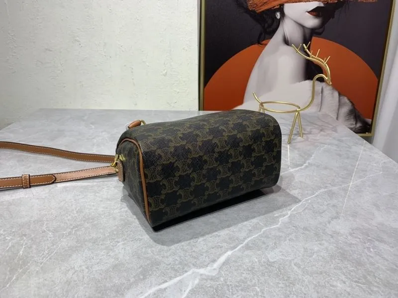 Celine Triomphe Dark Brown Top Handle Crossbody Bag 232 - Image 6