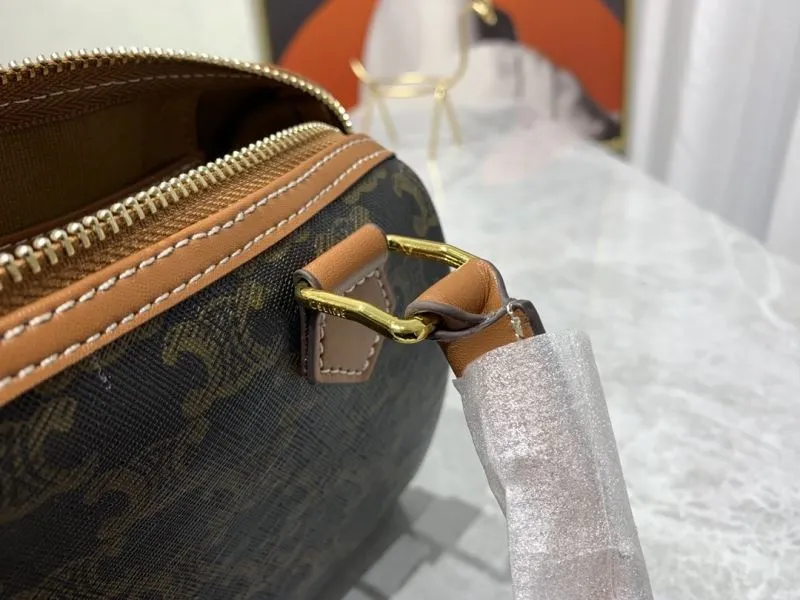 Celine Triomphe Dark Brown Top Handle Crossbody Bag 232 - Image 8