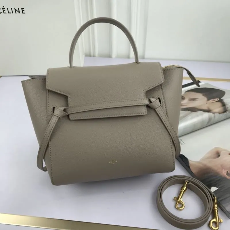 Celine Gray Leather Top Handle Bag 237