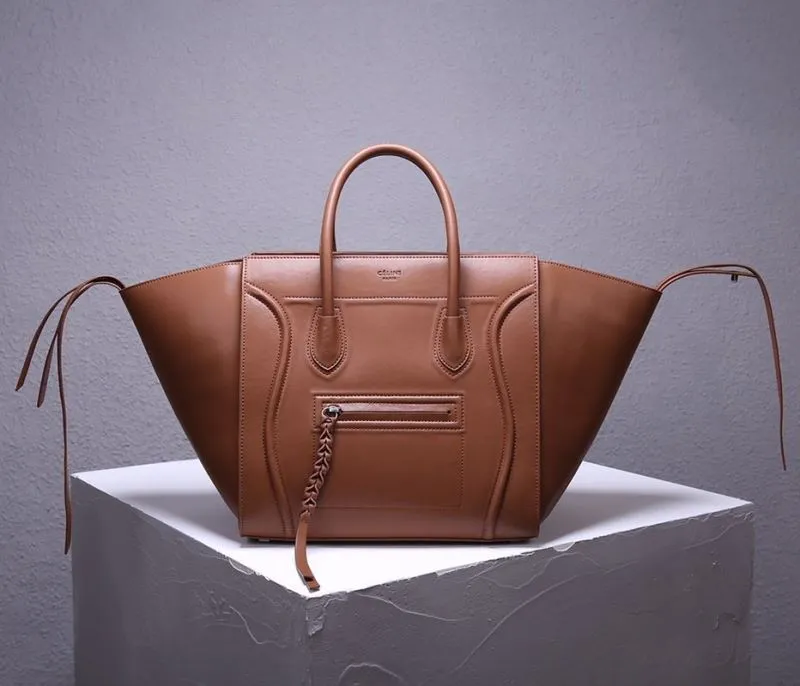Celine Brown Leather Top Handle Tote Bag 240