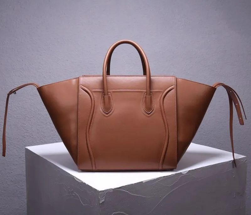 Celine Brown Leather Top Handle Tote Bag 240 - Image 3