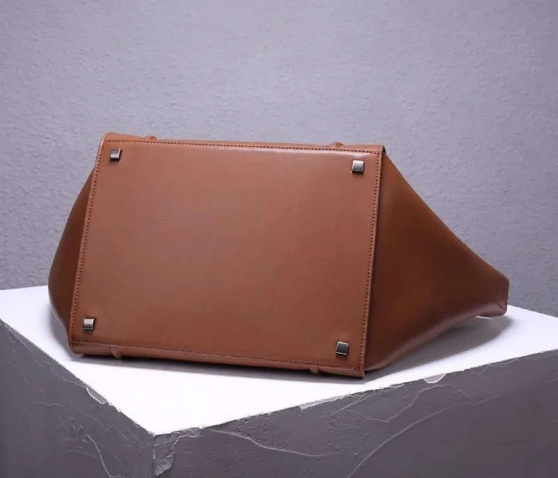 Celine Brown Leather Top Handle Tote Bag 240 - Image 5