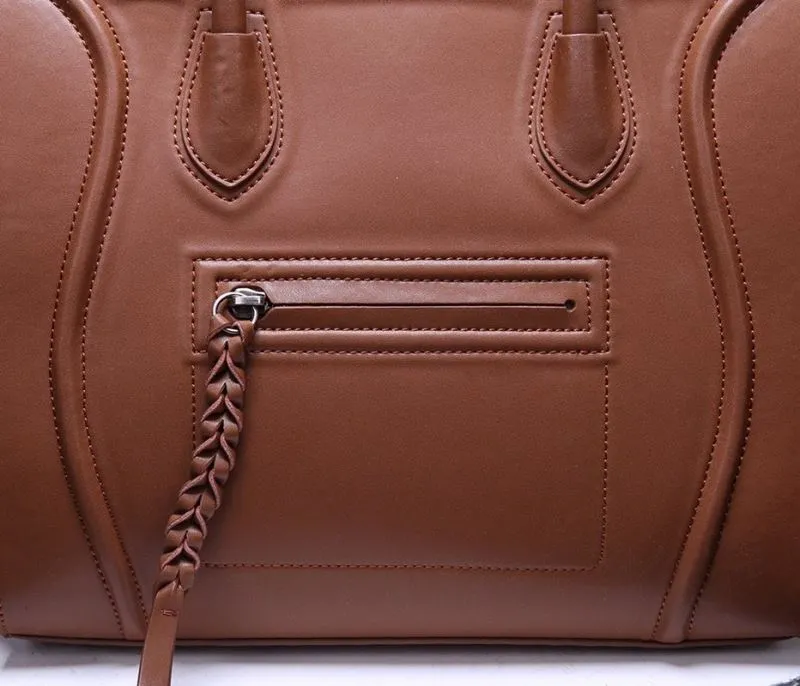 Celine Brown Leather Top Handle Tote Bag 240 - Image 7