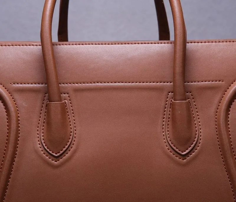 Celine Brown Leather Top Handle Tote Bag 240 - Image 8