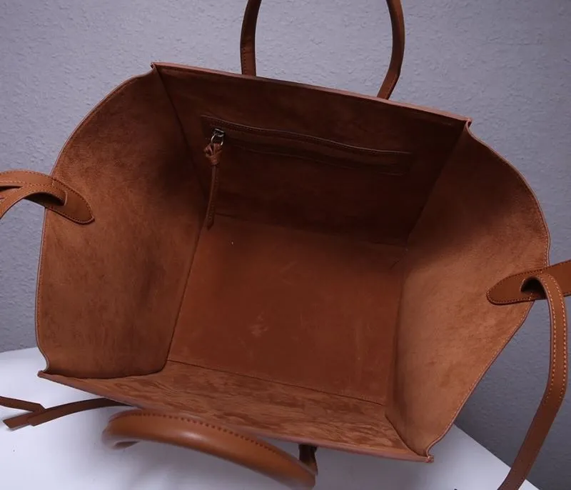 Celine Brown Leather Top Handle Tote Bag 240 - Image 9