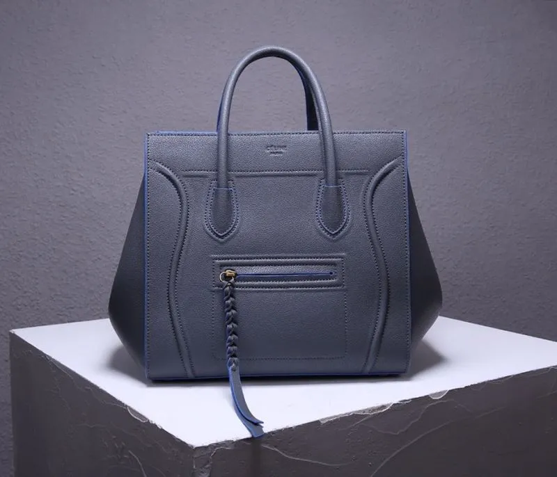 Celine 247 Dark Gray Leather Top Handle Bag - Image 4