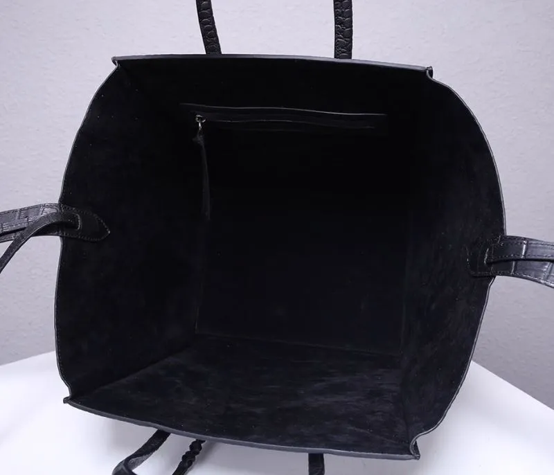 Celine Black Croc Embossed Top Handle Bag - Image 9