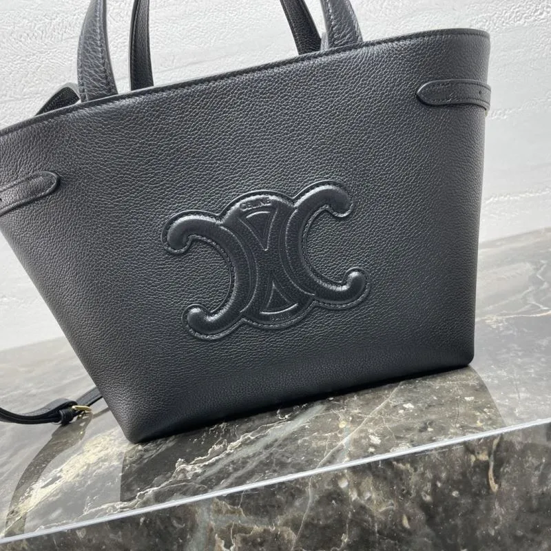 Celine Black Leather Crossbody Tote Bag - Image 4