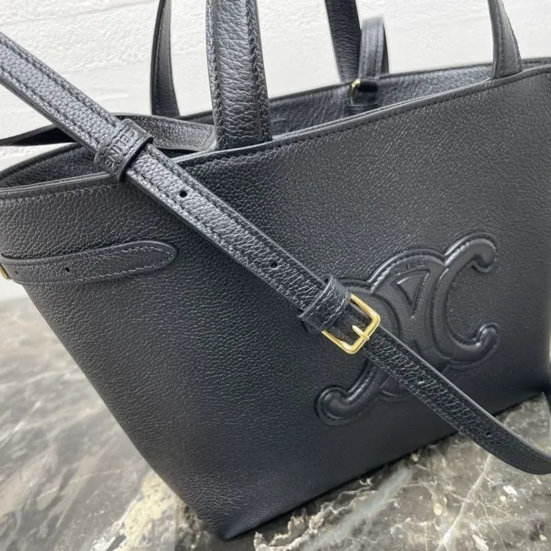 Celine Black Leather Crossbody Tote Bag - Image 5
