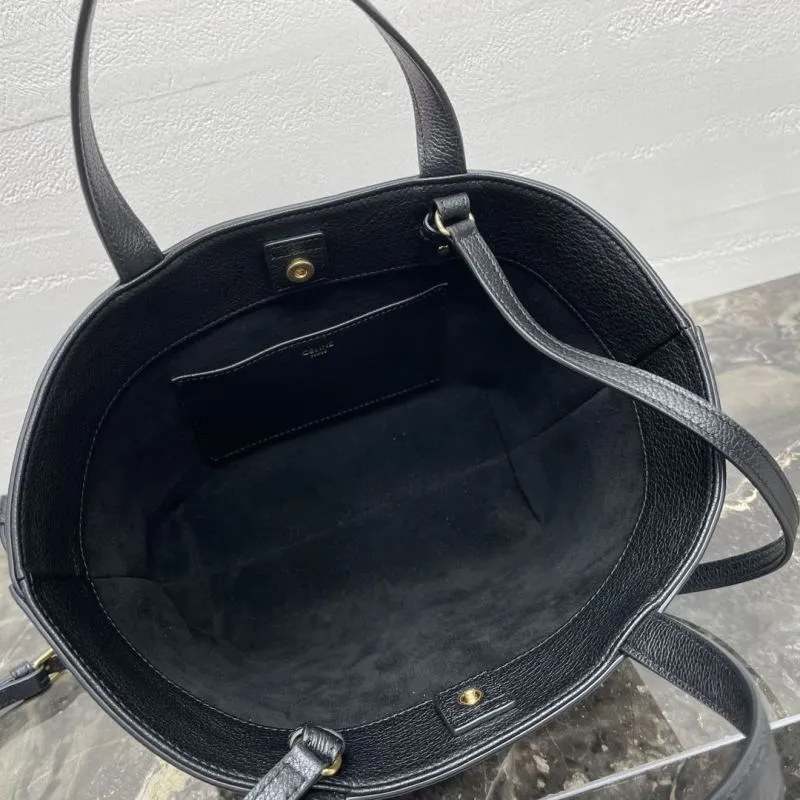 Celine Black Leather Crossbody Tote Bag - Image 8