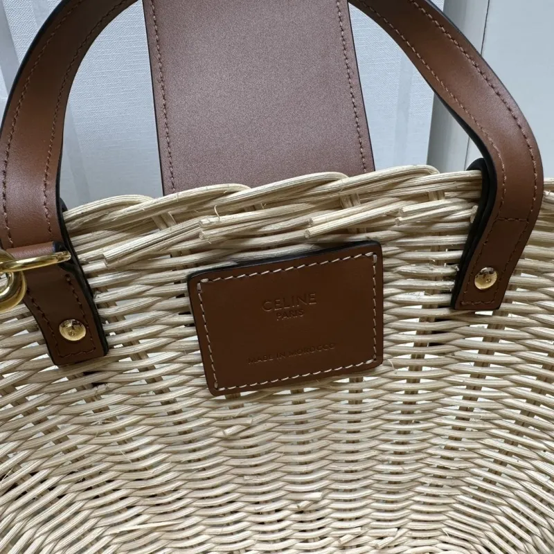 Celine Mini Wicker Basket Tote Bag Beige Brown - Image 8