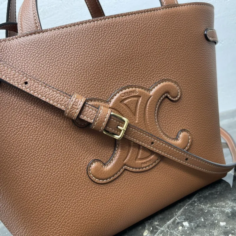 Celine Brown Small Leather Crossbody Tote Bag - Image 7